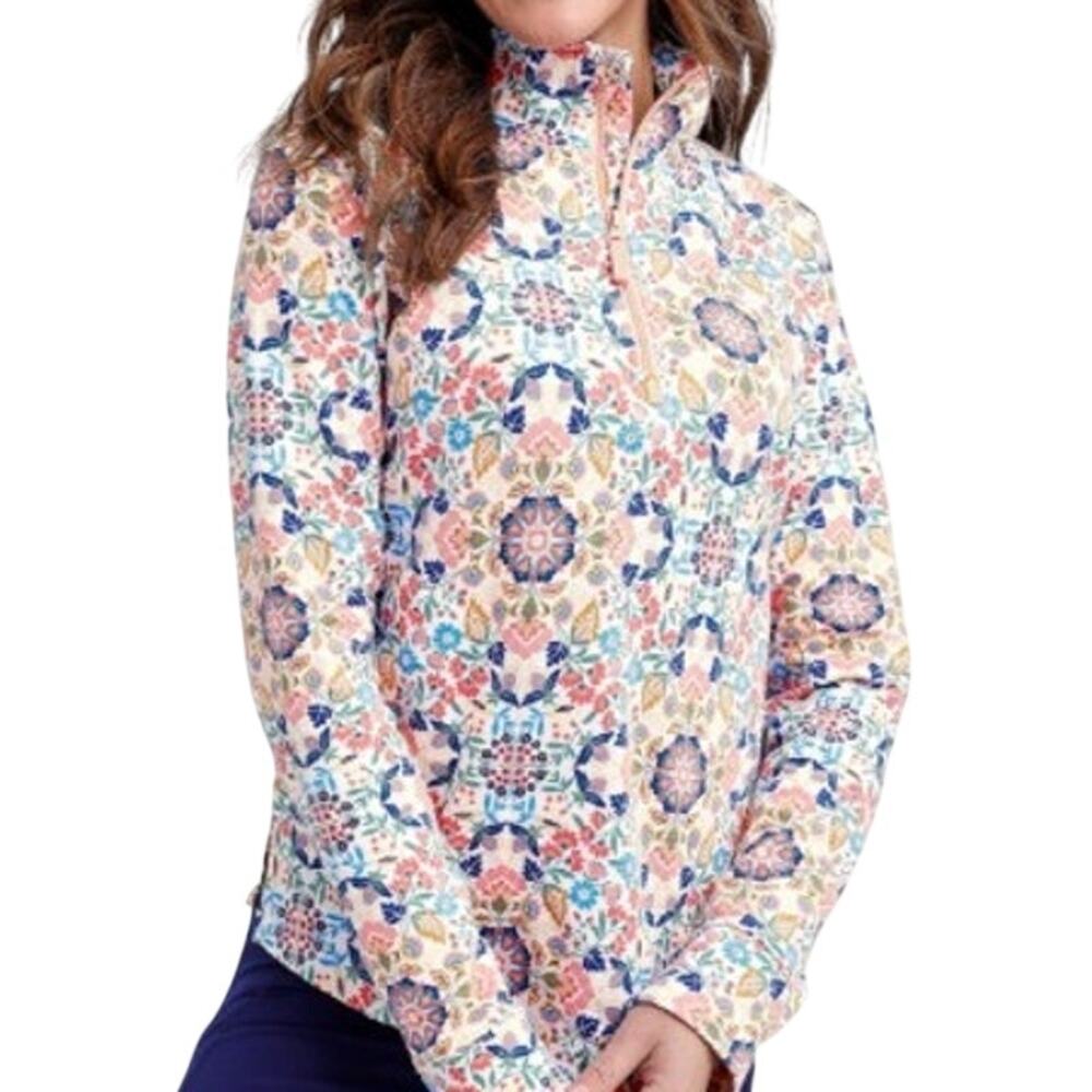 Vera Bradley French Terry Quarter Zip Pullover Sweatshirt Large